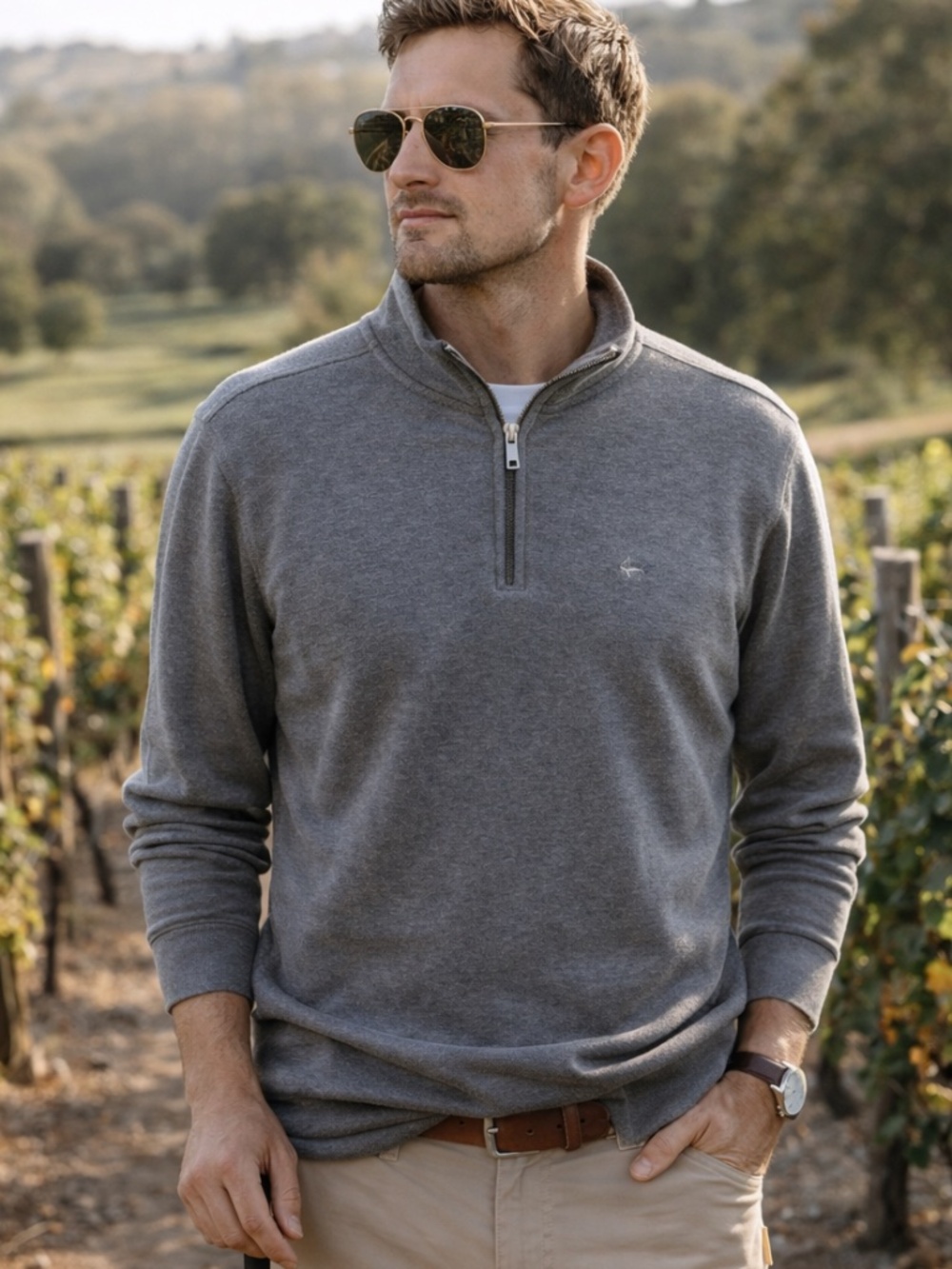 Greg Norman 1/4 Zip Men’s Pullover Sweatshirt – Gray – Size L